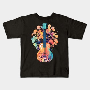 Acoustic Guitar Tree Of Life Guitar Player Nature Guitarist Kids T-Shirt